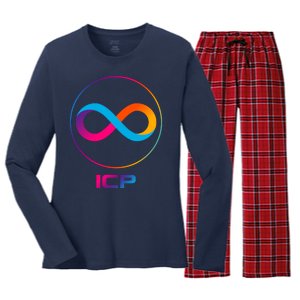 Internet Computer Icp Cryptocurrency Logo Emblem Women's Long Sleeve Flannel Pajama Set 