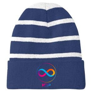 Internet Computer Icp Cryptocurrency Logo Emblem Striped Beanie with Solid Band