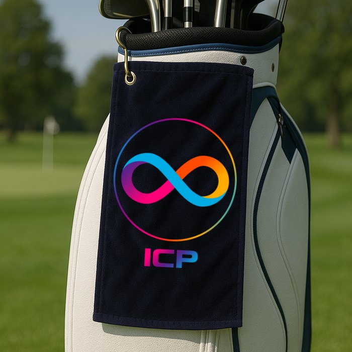 Internet Computer Icp Cryptocurrency Logo Emblem Golf Towel