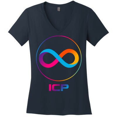 Internet Computer Icp Cryptocurrency Logo Emblem Women's V-Neck T-Shirt