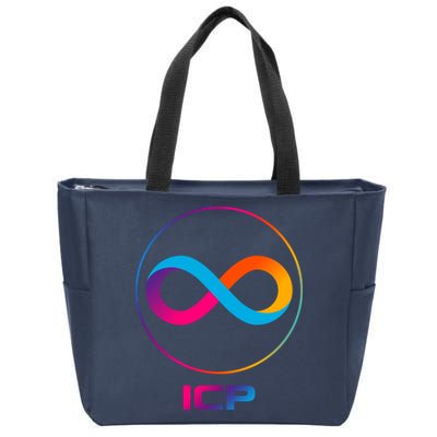 Internet Computer Icp Cryptocurrency Logo Emblem Zip Tote Bag