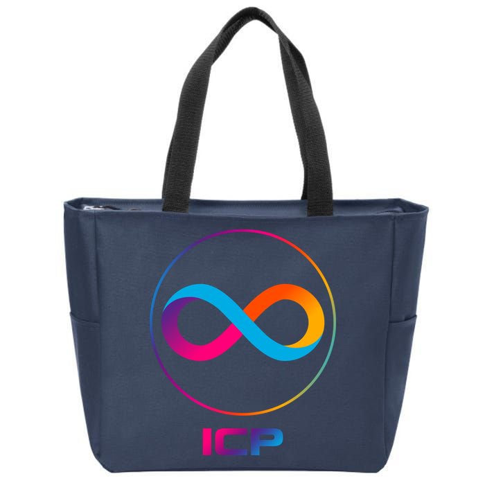 Internet Computer Icp Cryptocurrency Logo Emblem Zip Tote Bag
