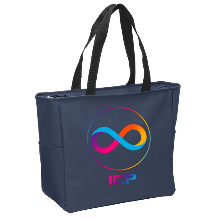Internet Computer Icp Cryptocurrency Logo Emblem Zip Tote Bag