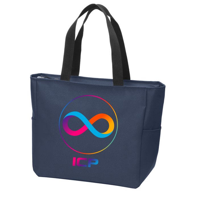 Internet Computer Icp Cryptocurrency Logo Emblem Zip Tote Bag