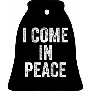 I COME IN PEACE  I'M PEACE retro Couple's Matching Ceramic Bell Ornament