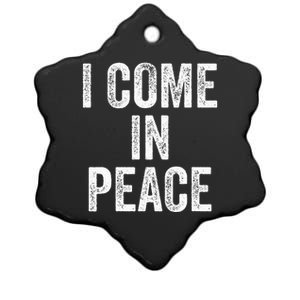 I COME IN PEACE  I'M PEACE retro Couple's Matching Ceramic Star Ornament