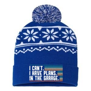 I Can't I Have Plans In The Garage Great Gift USA-Made Snowflake Beanie