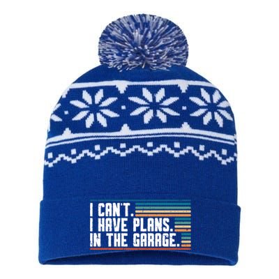 I Can't I Have Plans In The Garage Great Gift USA-Made Snowflake Beanie