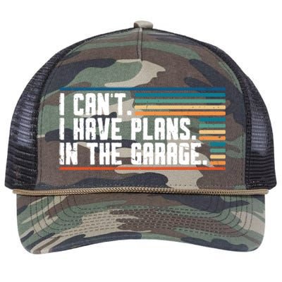 I Can't I Have Plans In The Garage Great Gift Retro Rope Trucker Hat Cap