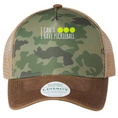 I Can't I Have Pickleball Funny Slogan Pickleball Lover Legacy Tie Dye Trucker Hat