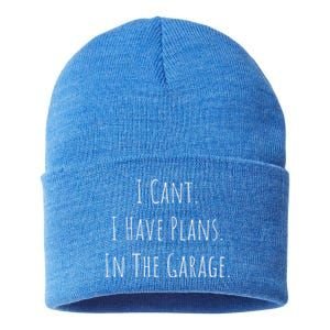 I Cant I Have Plans In The Garage Car Mechanic Design Print Meaningful Gift Sustainable Knit Beanie