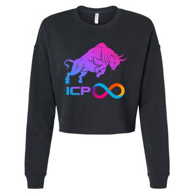 Internet Computer Icp Cryptocurrency Logo Bull Run Cropped Pullover Crew
