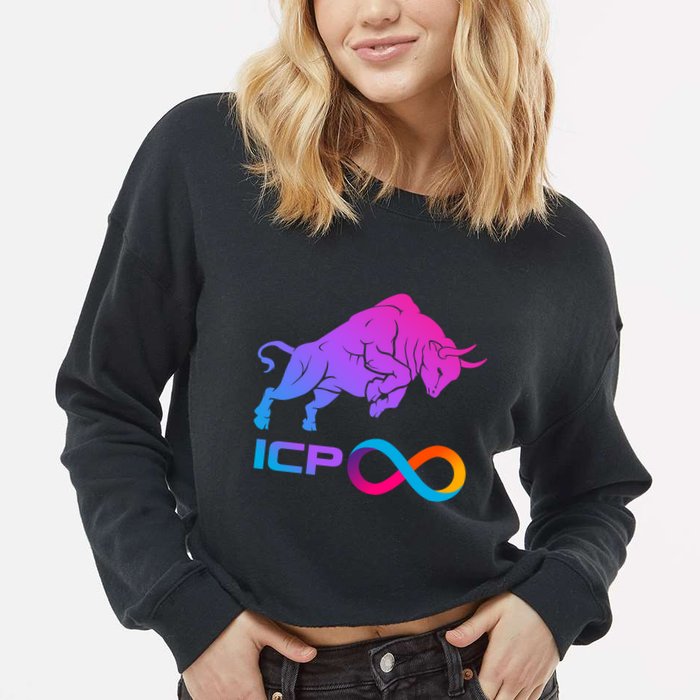 Internet Computer Icp Cryptocurrency Logo Bull Run Cropped Pullover Crew