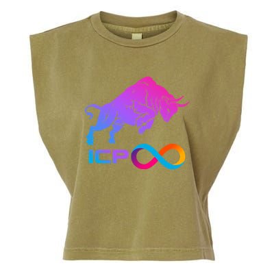 Internet Computer Icp Cryptocurrency Logo Bull Run Garment-Dyed Women's Muscle Tee