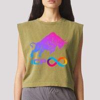 Internet Computer Icp Cryptocurrency Logo Bull Run Garment-Dyed Women's Muscle Tee