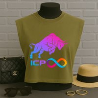 Internet Computer Icp Cryptocurrency Logo Bull Run Garment-Dyed Women's Muscle Tee