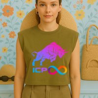 Internet Computer Icp Cryptocurrency Logo Bull Run Garment-Dyed Women's Muscle Tee