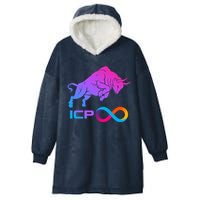 Internet Computer Icp Cryptocurrency Logo Bull Run Hooded Wearable Blanket