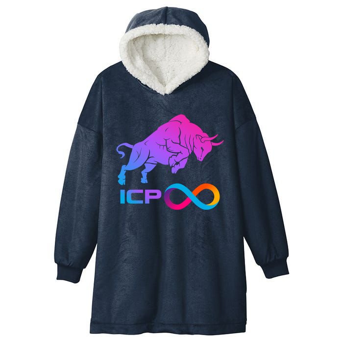 Internet Computer Icp Cryptocurrency Logo Bull Run Hooded Wearable Blanket
