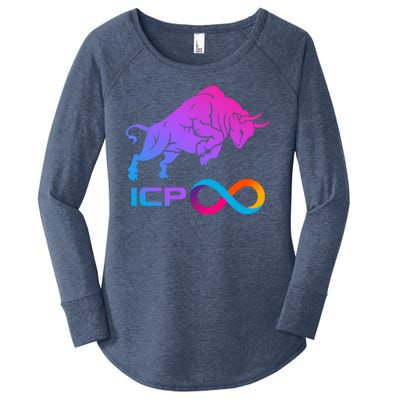 Internet Computer Icp Cryptocurrency Logo Bull Run Women's Perfect Tri Tunic Long Sleeve Shirt