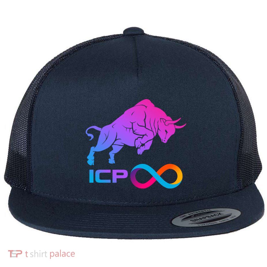 Internet Computer Icp Cryptocurrency Logo Bull Run Flat Bill Trucker Hat
