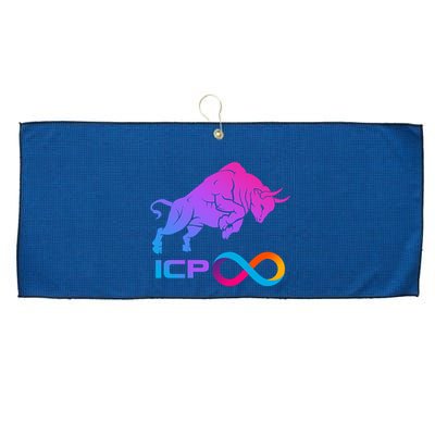 Internet Computer Icp Cryptocurrency Logo Bull Run Large Microfiber Waffle Golf Towel