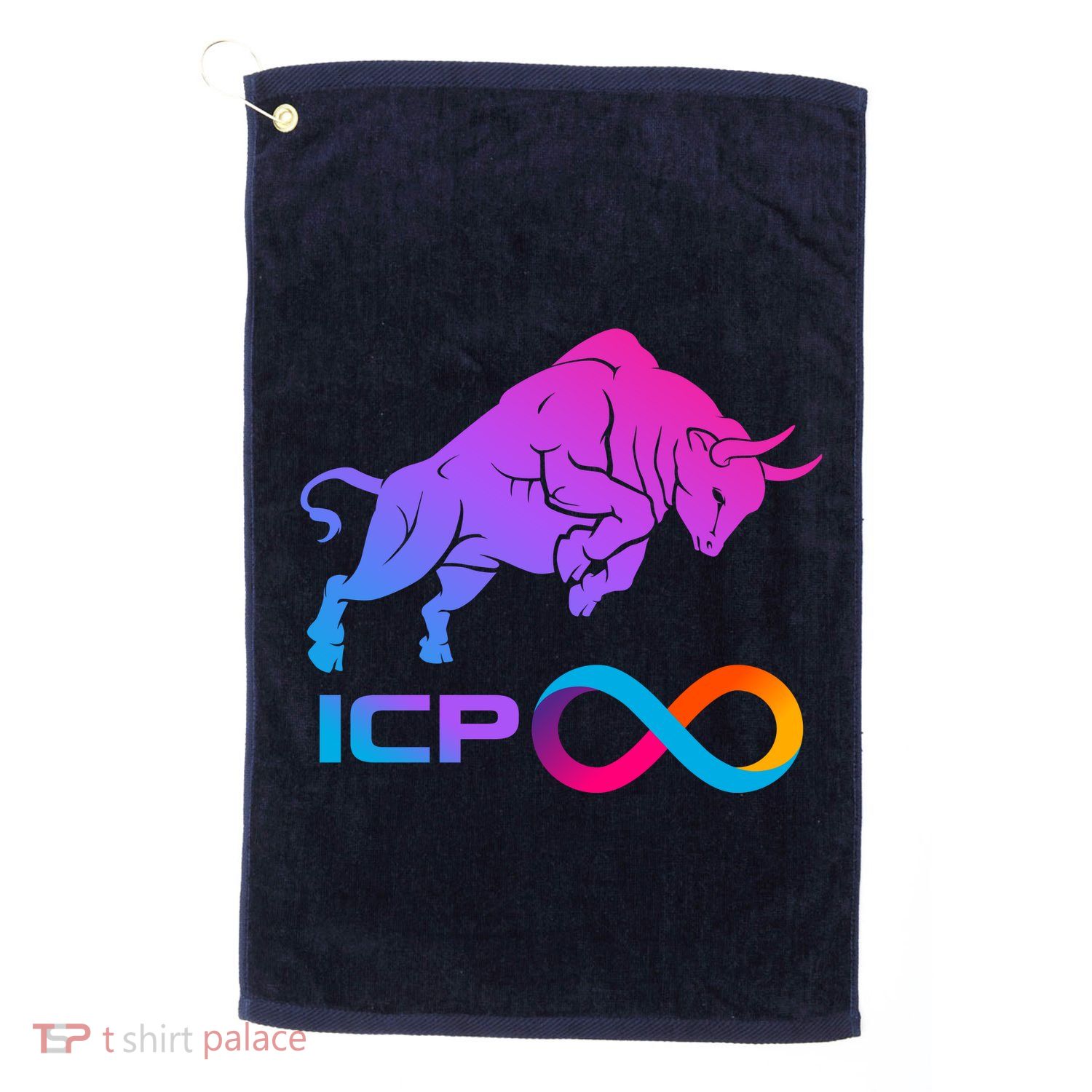 Internet Computer Icp Cryptocurrency Logo Bull Run Golf Towel