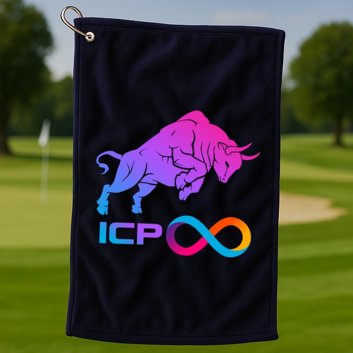 Internet Computer Icp Cryptocurrency Logo Bull Run Golf Towel