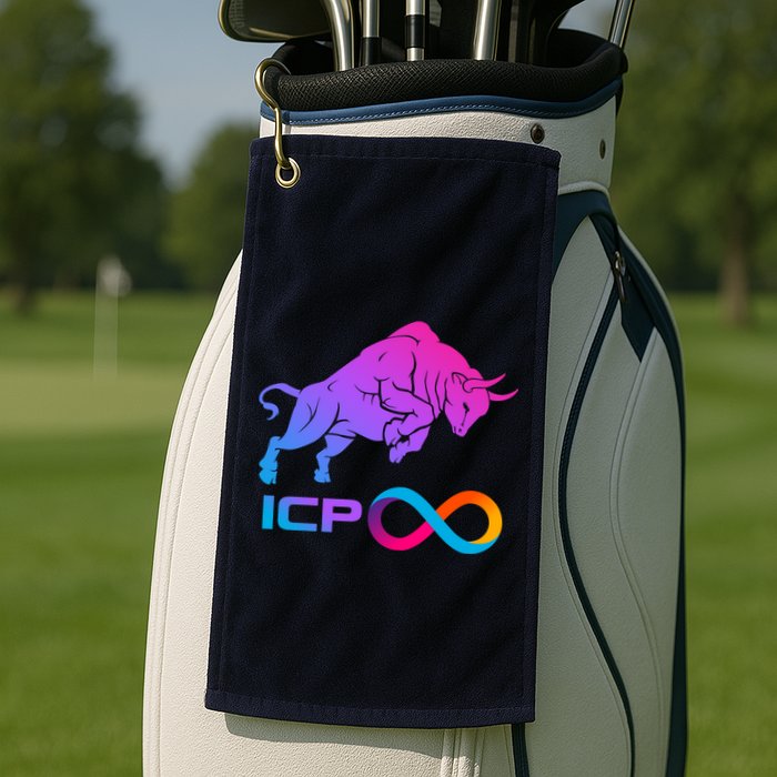 Internet Computer Icp Cryptocurrency Logo Bull Run Golf Towel