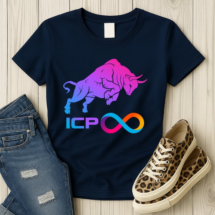 Internet Computer Icp Cryptocurrency Logo Bull Run Womens T-Shirt