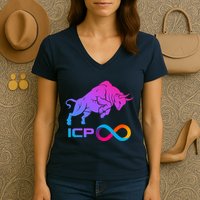 Internet Computer Icp Cryptocurrency Logo Bull Run Women's V-Neck T-Shirt