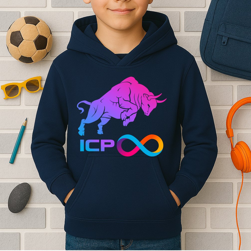Internet Computer Icp Cryptocurrency Logo Bull Run Kids Hoodie