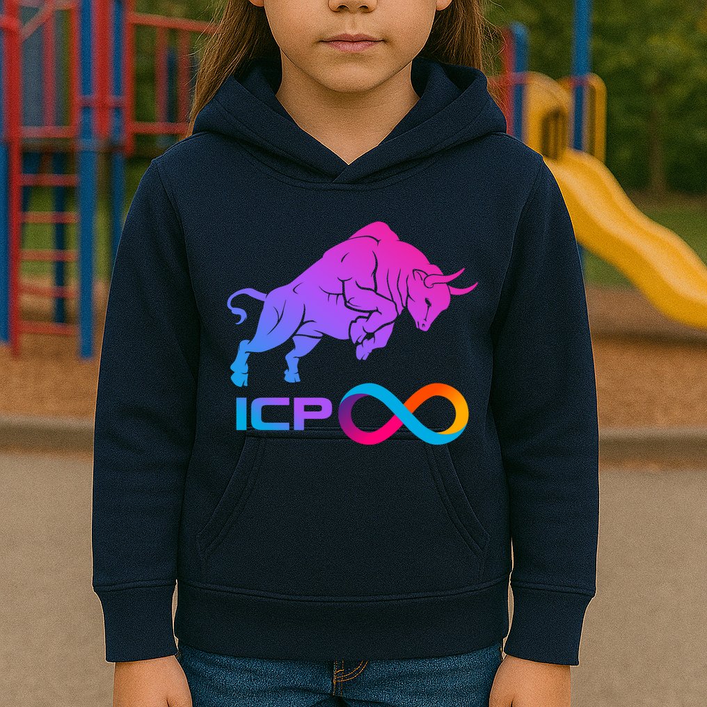 Internet Computer Icp Cryptocurrency Logo Bull Run Kids Hoodie
