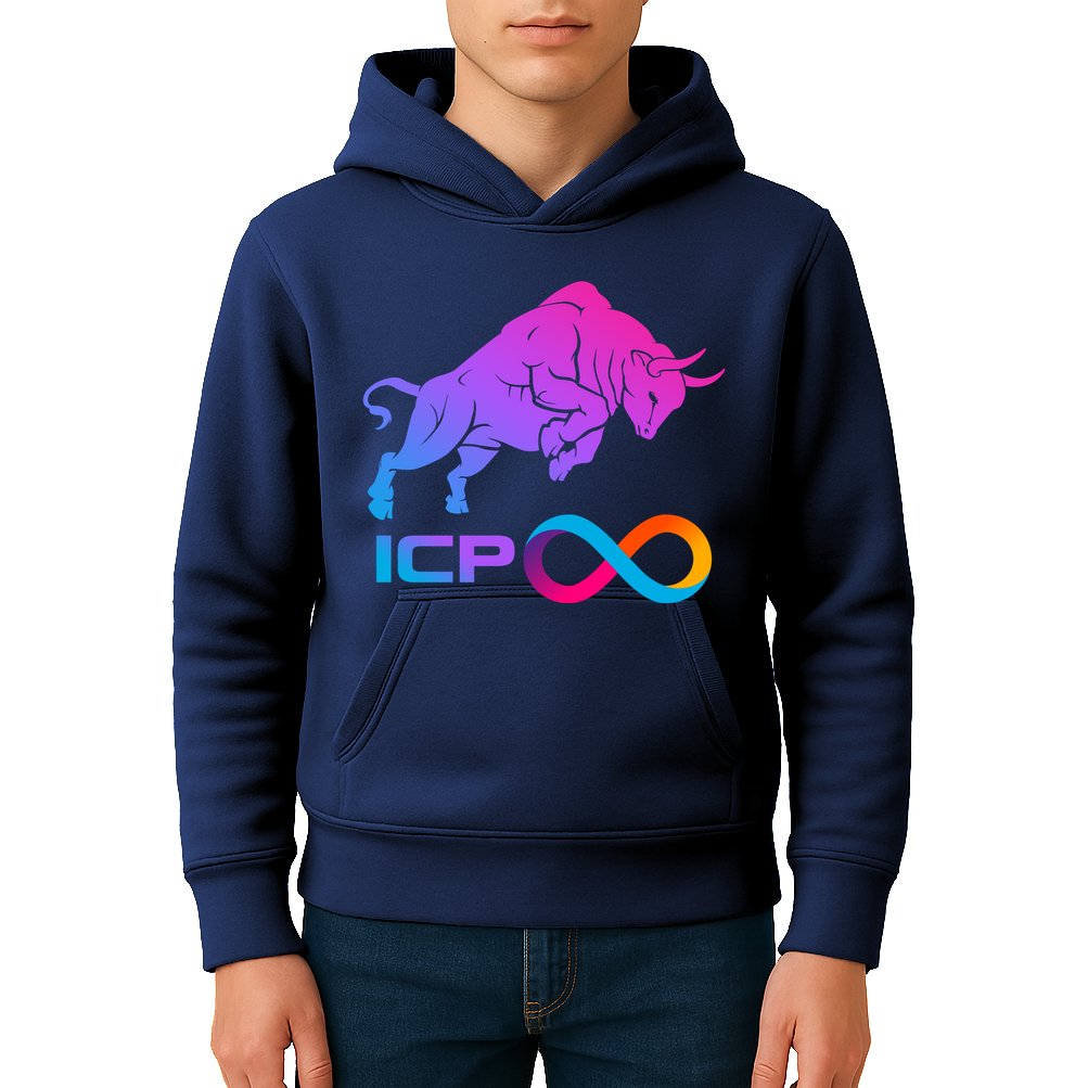 Internet Computer Icp Cryptocurrency Logo Bull Run Kids Hoodie