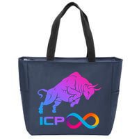 Internet Computer Icp Cryptocurrency Logo Bull Run Zip Tote Bag