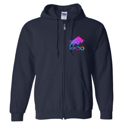 Internet Computer Icp Cryptocurrency Logo Bull Run Full Zip Hoodie