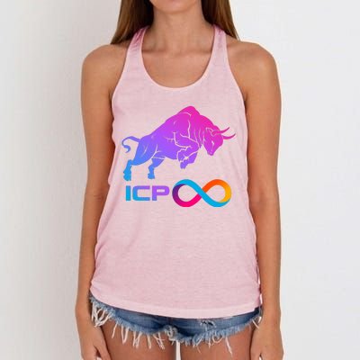 Internet Computer Icp Cryptocurrency Logo Bull Run Women's Knotted Racerback Tank