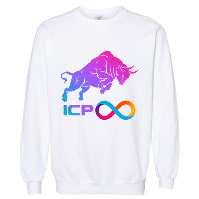 Internet Computer Icp Cryptocurrency Logo Bull Run Garment-Dyed Sweatshirt