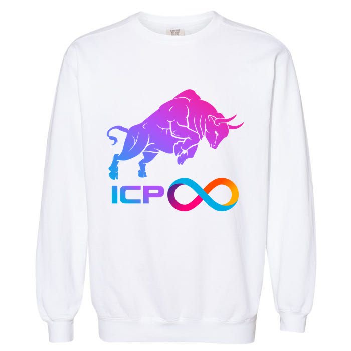 Internet Computer Icp Cryptocurrency Logo Bull Run Garment-Dyed Sweatshirt