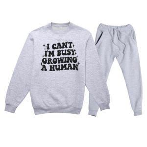 I Cant Im Busy Growing A Human Premium Crewneck Sweatsuit Set