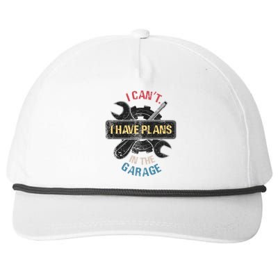 I Cant I Have Plans In The Garage Car Mechanic Design Print Gift Snapback Five-Panel Rope Hat