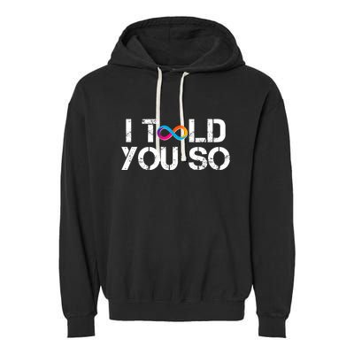 Internet Computer Icp Cryptocurrency Logo I Told You So Garment-Dyed Fleece Hoodie