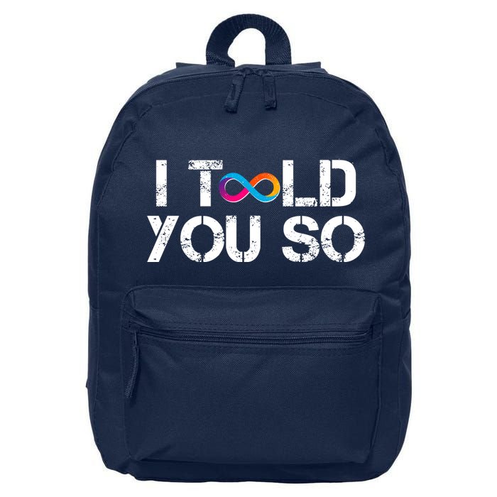 Internet Computer Icp Cryptocurrency Logo I Told You So 16 in Basic Backpack