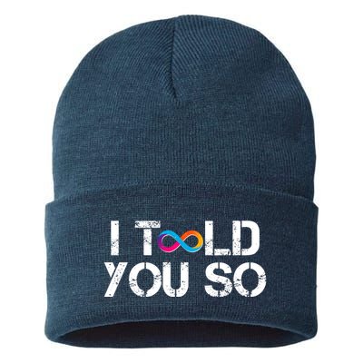 Internet Computer Icp Cryptocurrency Logo I Told You So Sustainable Knit Beanie