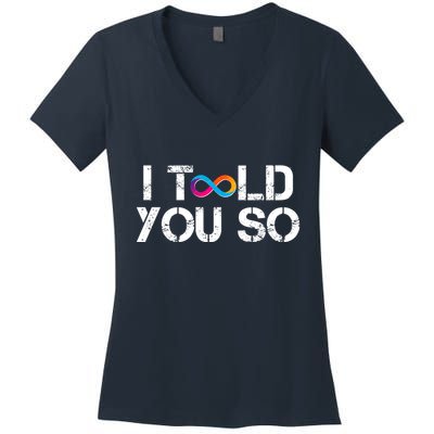 Internet Computer Icp Cryptocurrency Logo I Told You So Women's V-Neck T-Shirt