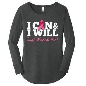 I Can & I Will Beat Breast Cancer Warrior Just Watch Me Women's Perfect Tri Tunic Long Sleeve Shirt