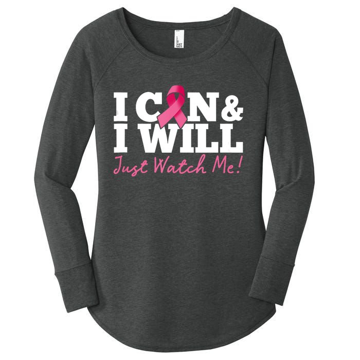 I Can & I Will Beat Breast Cancer Warrior Just Watch Me Women's Perfect Tri Tunic Long Sleeve Shirt