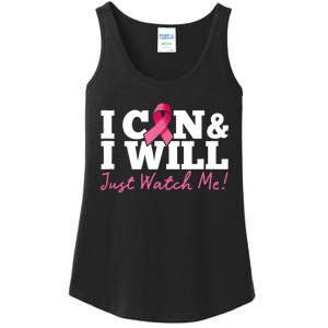 I Can & I Will Beat Breast Cancer Warrior Just Watch Me Ladies Essential Tank