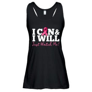 I Can & I Will Beat Breast Cancer Warrior Just Watch Me Ladies Essential Flowy Tank