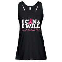 I Can & I Will Beat Breast Cancer Warrior Just Watch Me Ladies Essential Flowy Tank